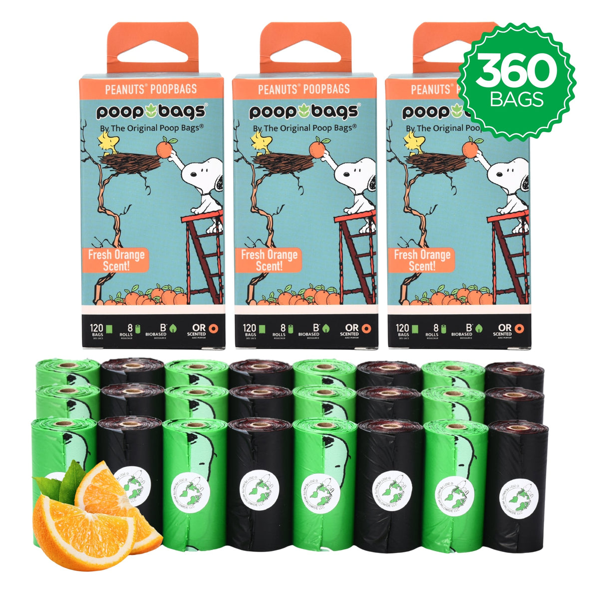Snoopy® Orange Scented Leash Roll Poop Bags