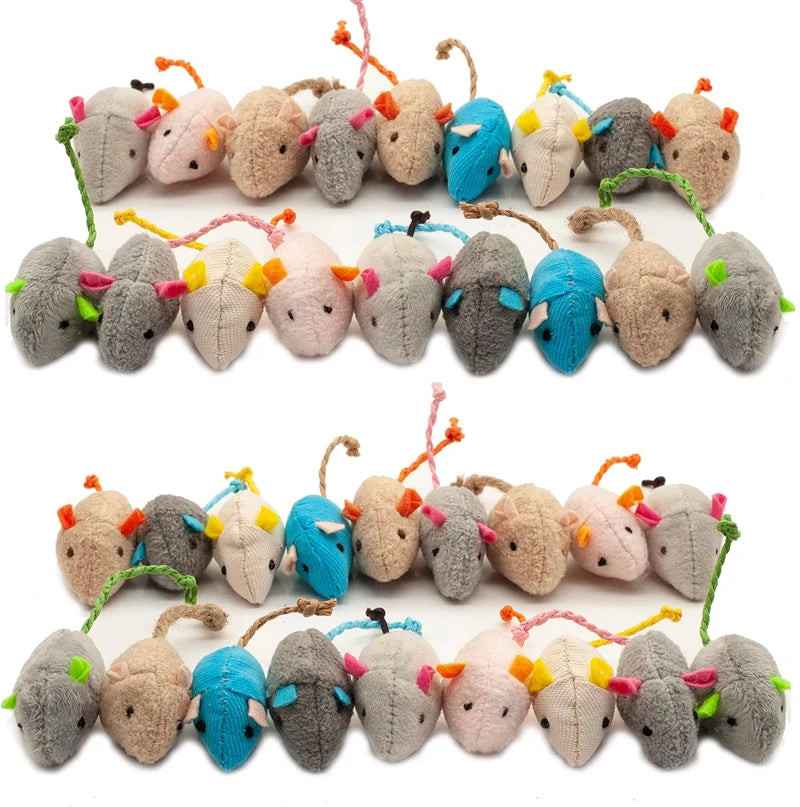 Fuzzy Mice Cat Toys with Catnip
