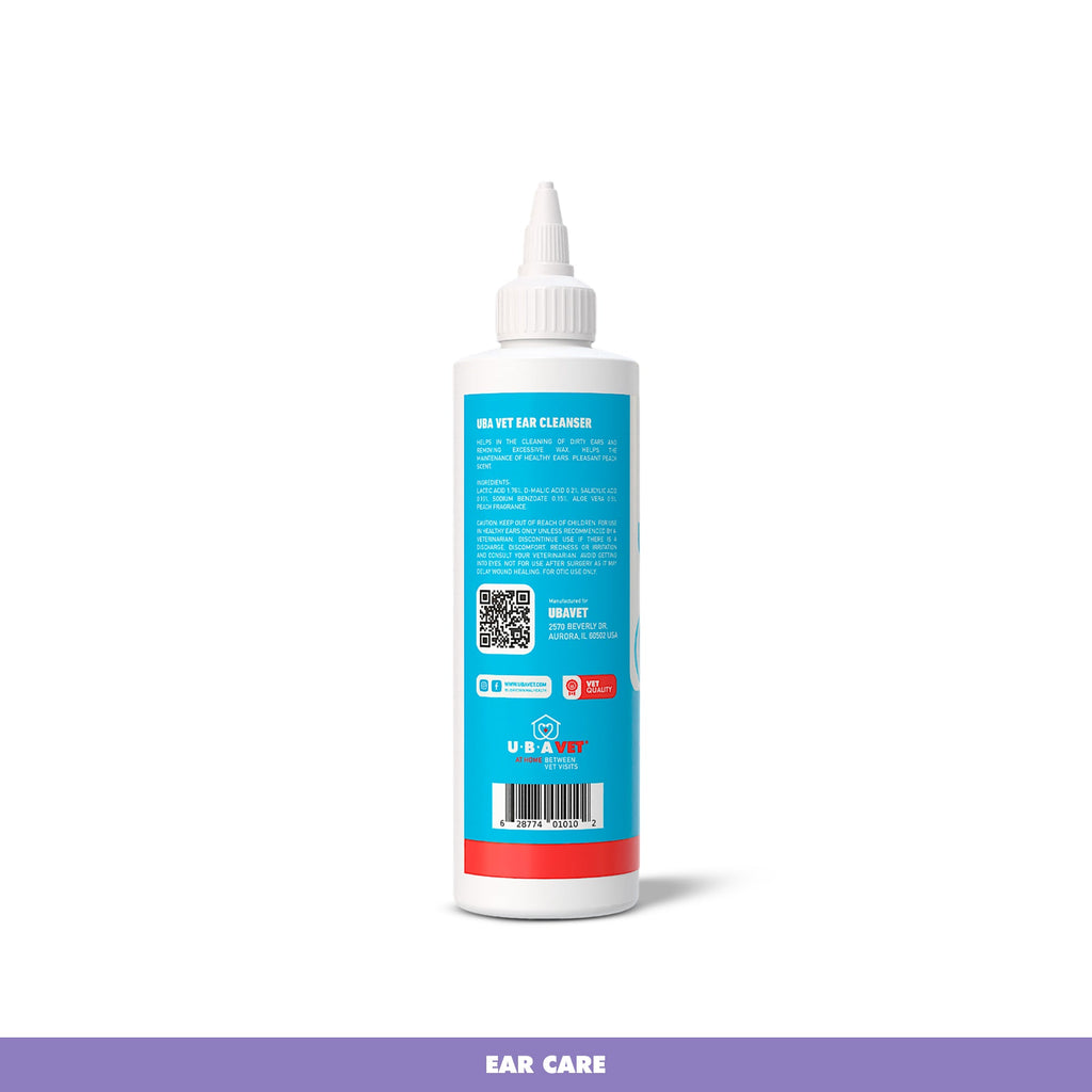 UBAVET Vet Ear Cleansing Solution for Dogs & Cats, 4 fl oz