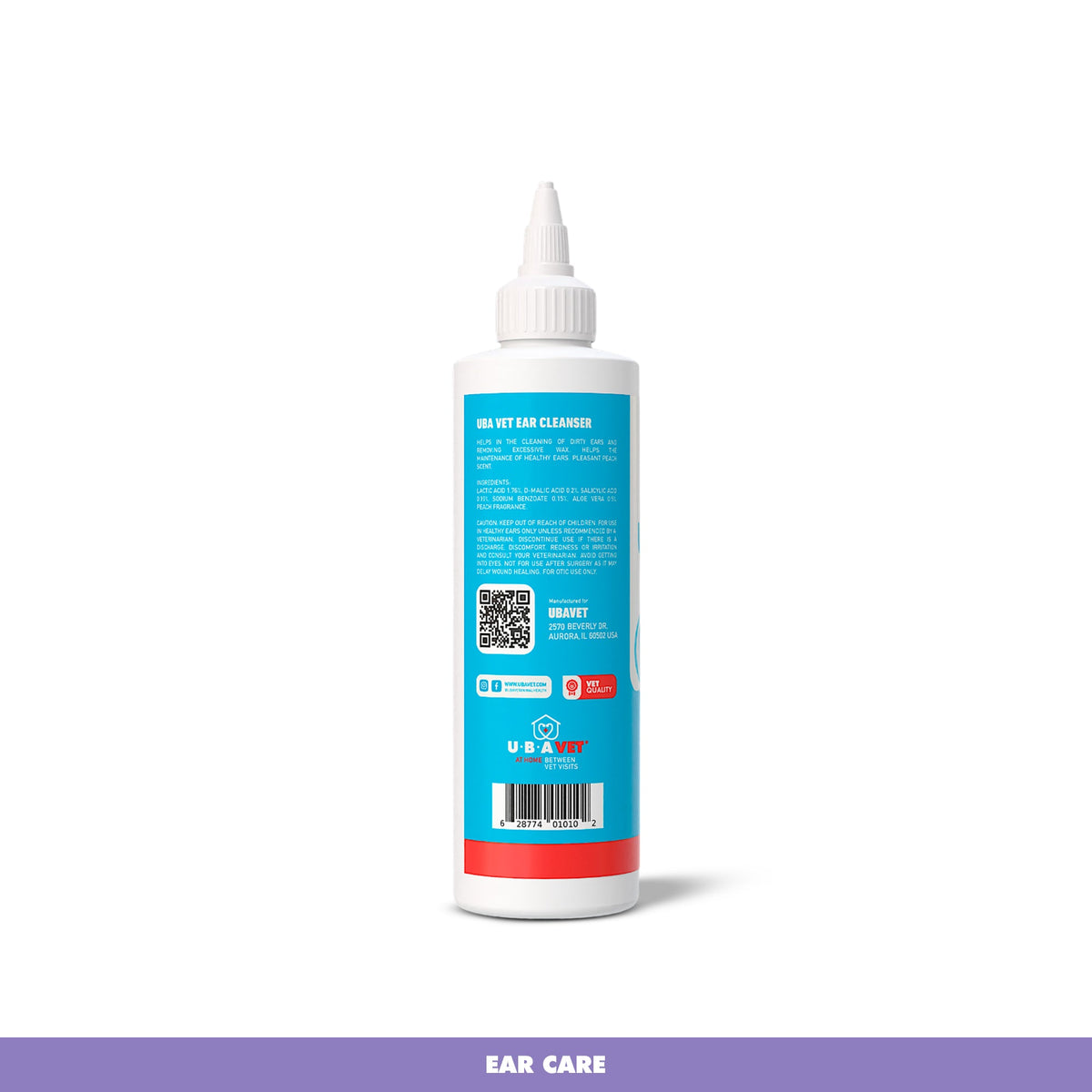 UBAVET Vet Ear Cleansing Solution for Dogs & Cats, 4 fl oz